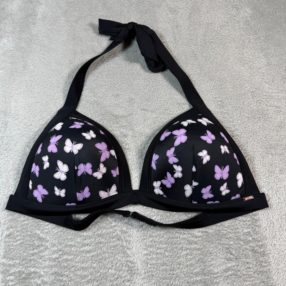 Pink Victoria's Secret Push Up Triangle Bikini Top Women‎ XXL Black Butterfly